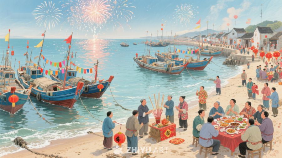 海边渔村庆祝节日 320