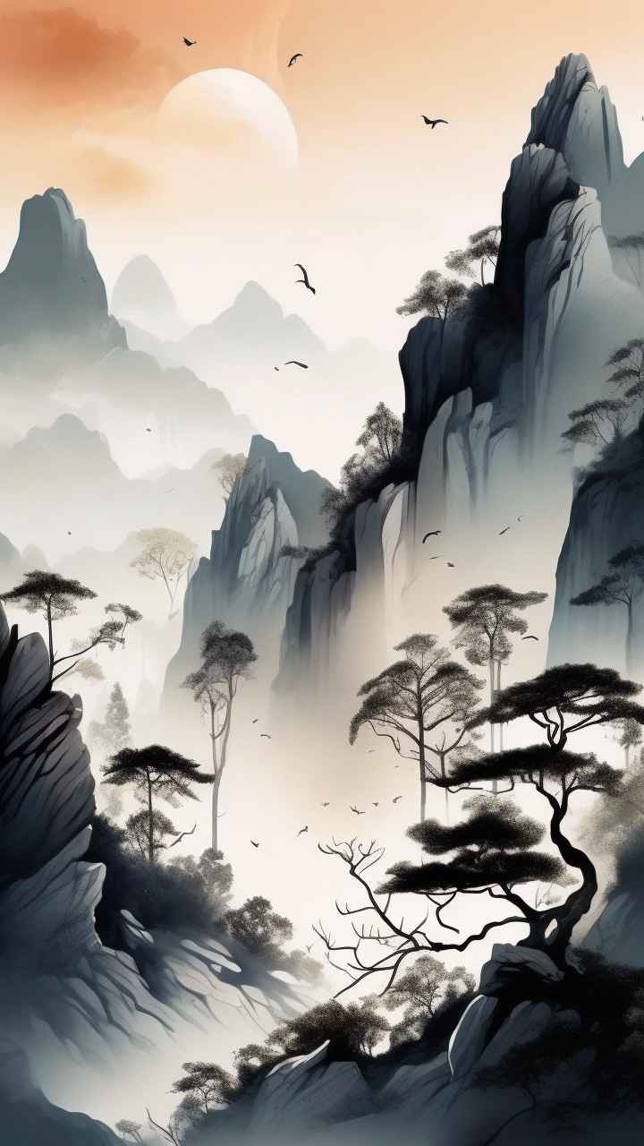 国风山水画背景插画 59