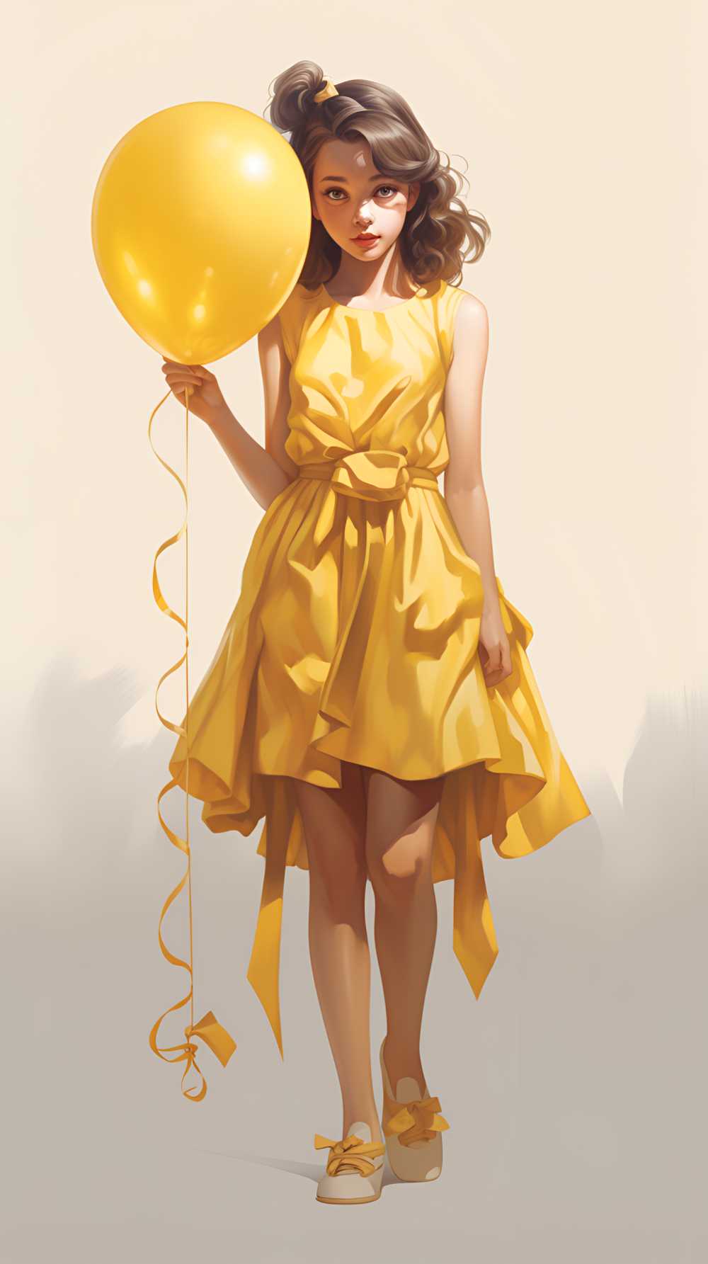 黄色背景图女插画