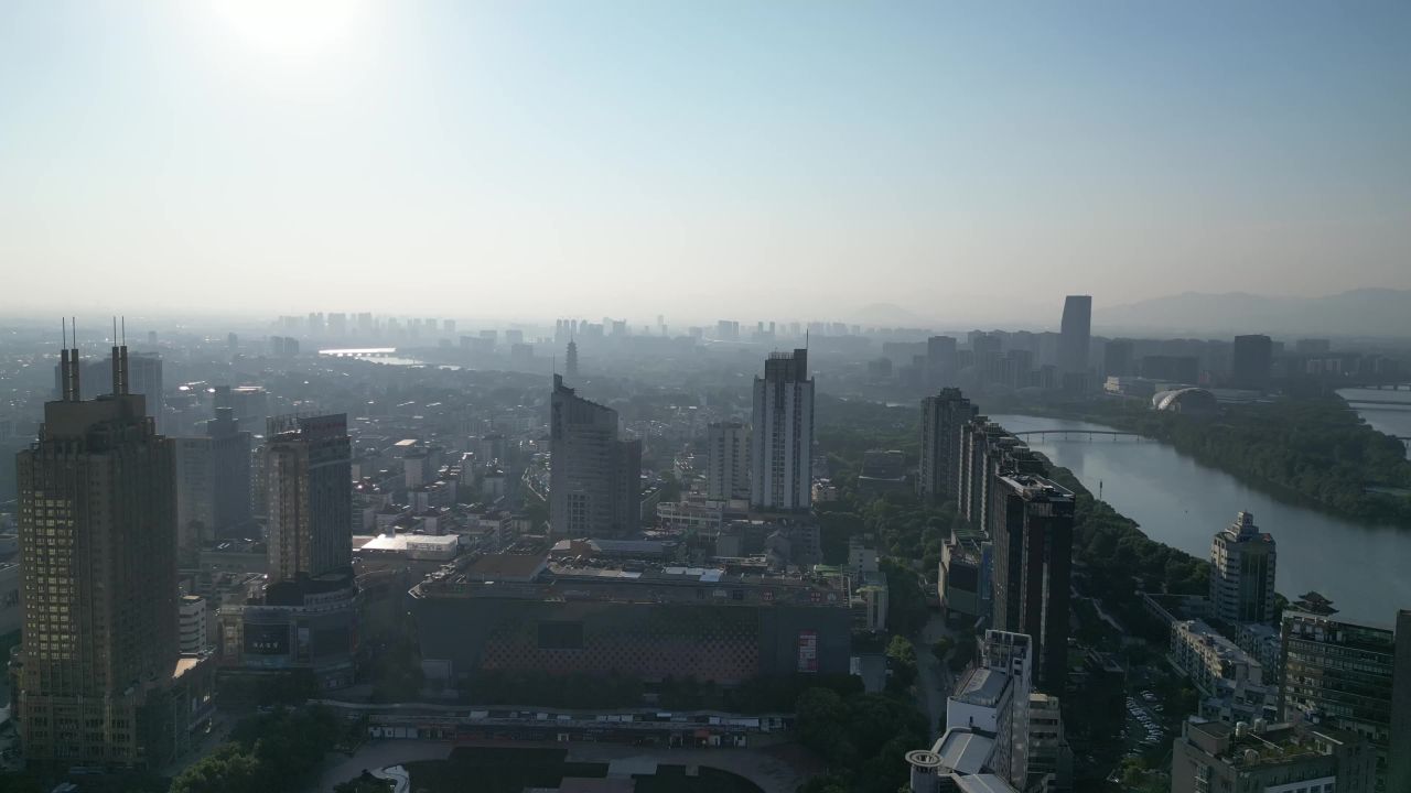 航拍金华江北商业中心