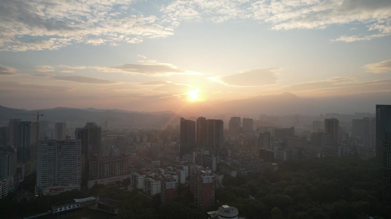 湖南郴州城市风光航拍 
