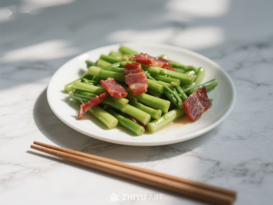 炒芦笋配腊肉，清新美味 41