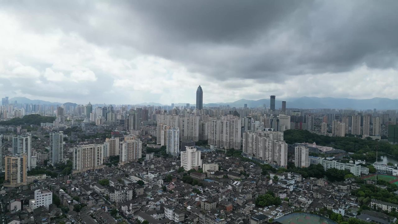 航拍浙江温州大景温州鹿城区世贸大厦 