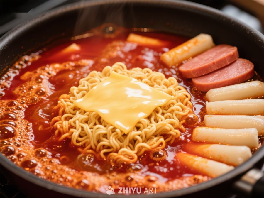 辣味泡面火锅，搭配香肠年糕 350