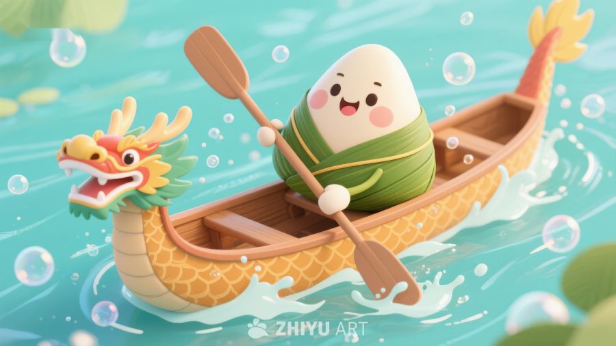 卡通粽子划龙舟 212