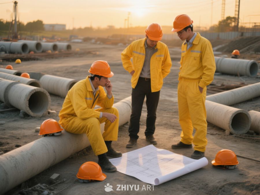 工地现场工程师讨论施工图纸 92