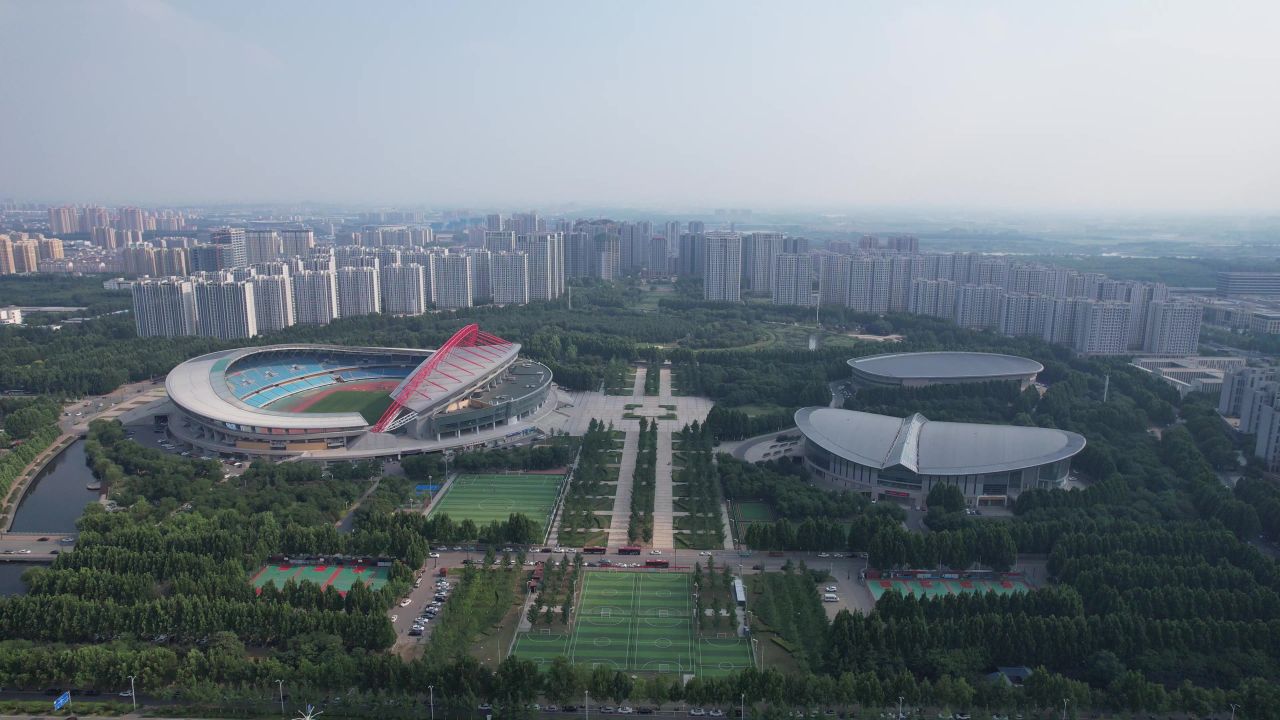 山东淄博城市风光航拍 