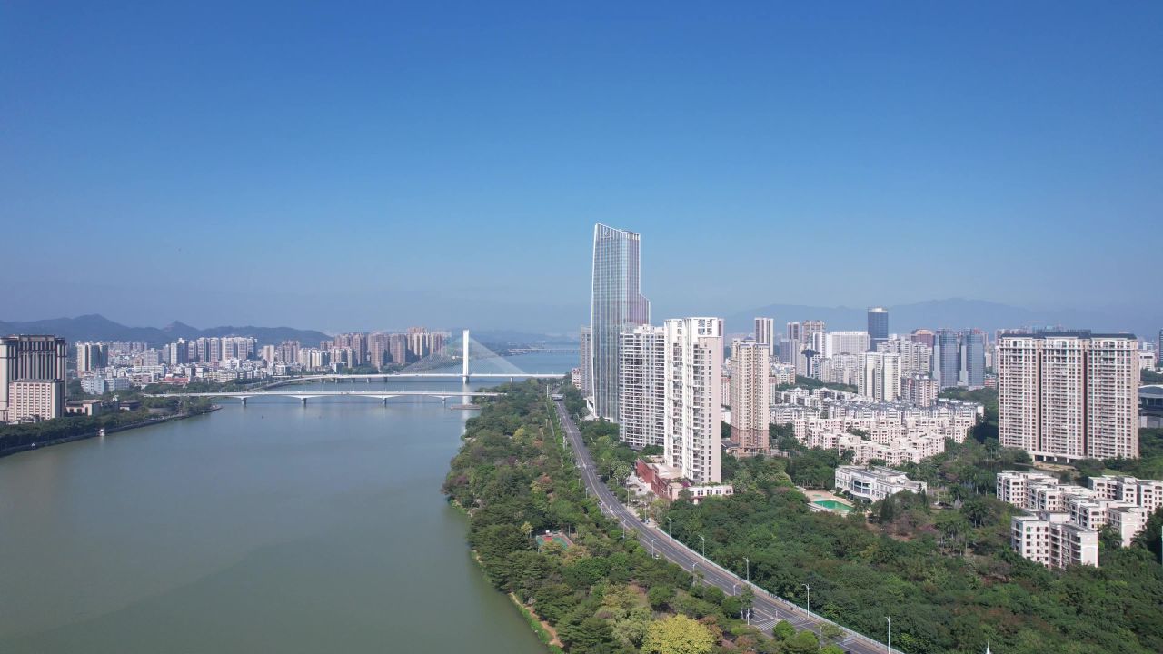广东惠州城市风光地标建筑航拍 