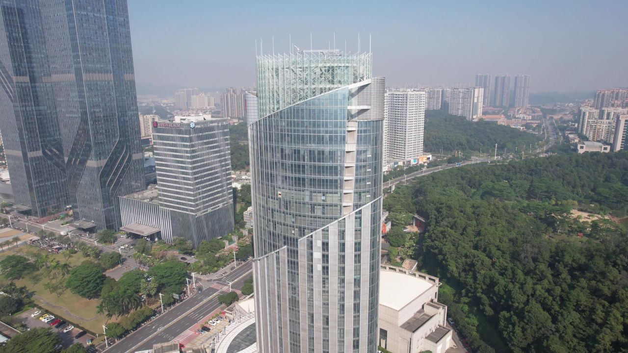 广东江门广电大楼航拍 