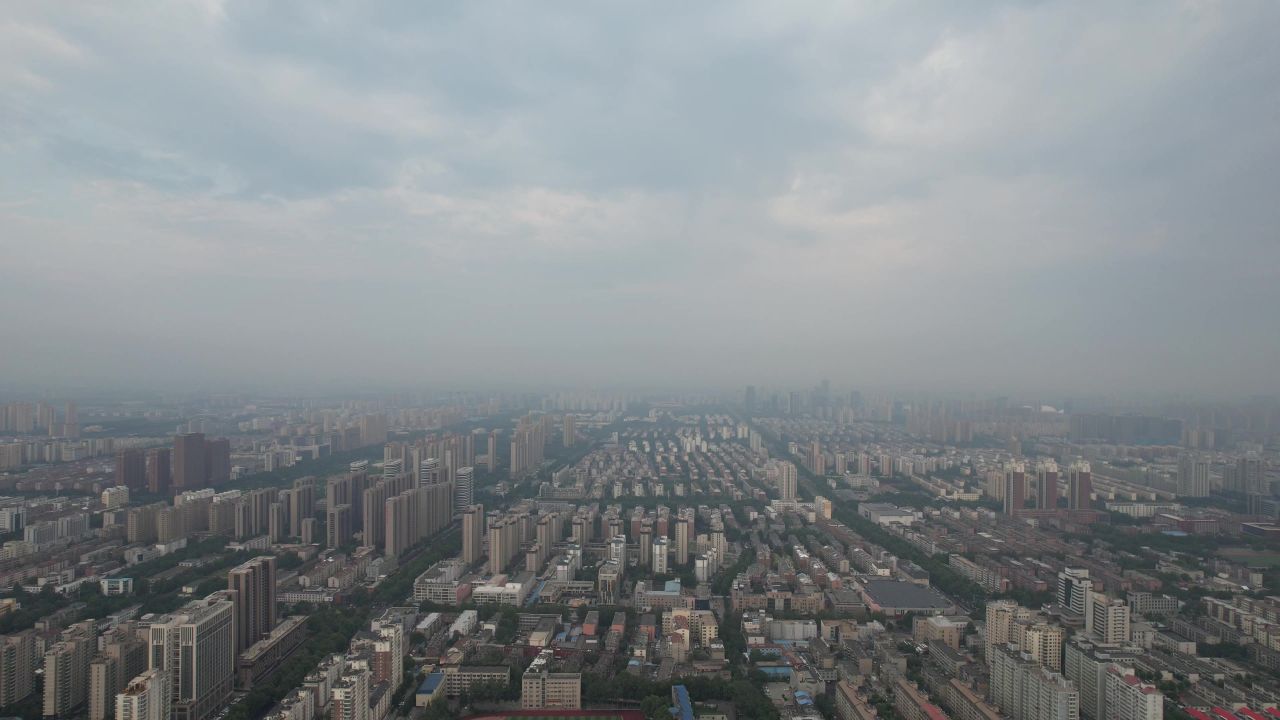 山东淄博城市建设航拍  
