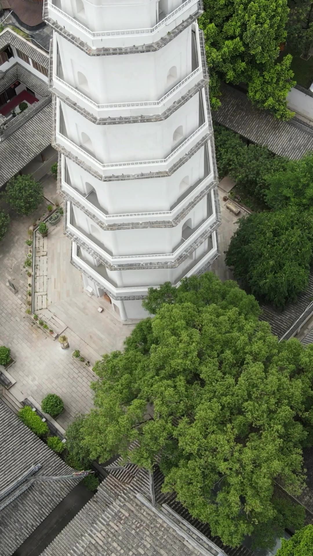  福州白塔地标建筑竖屏航拍