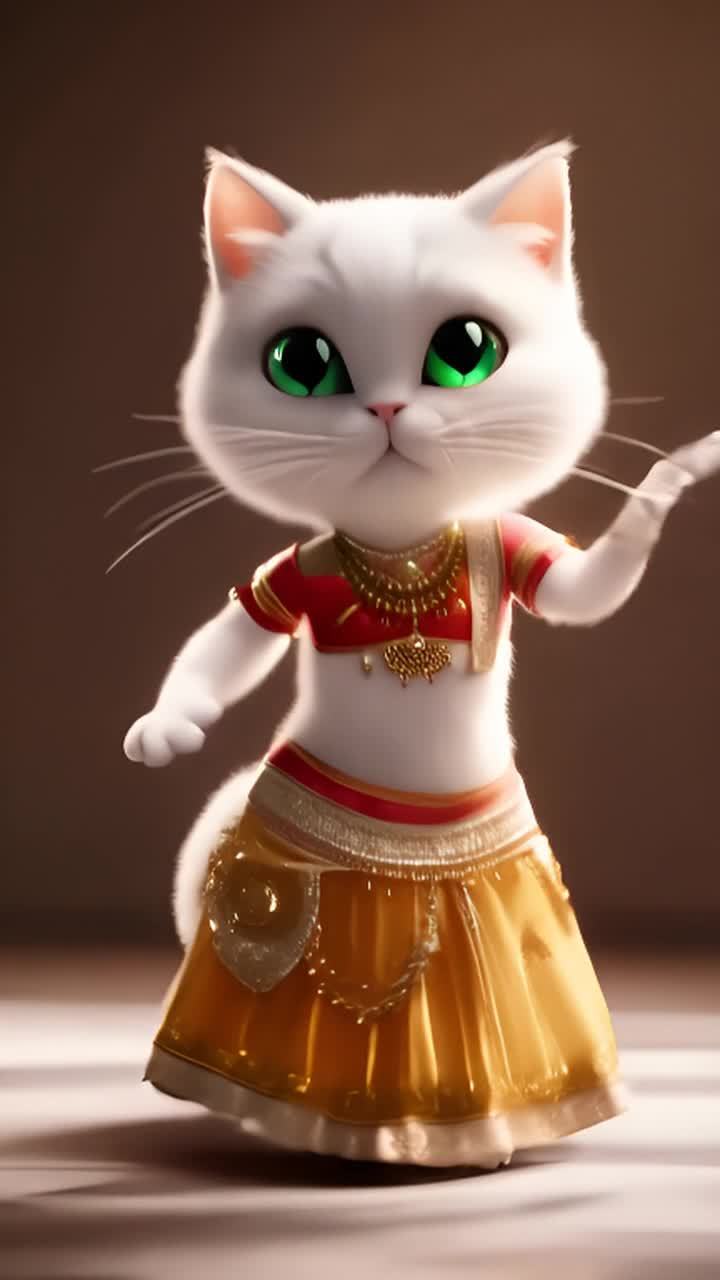 一只白色的优雅猫咪，拥有柔软的毛发和迷人的绿色眼睛