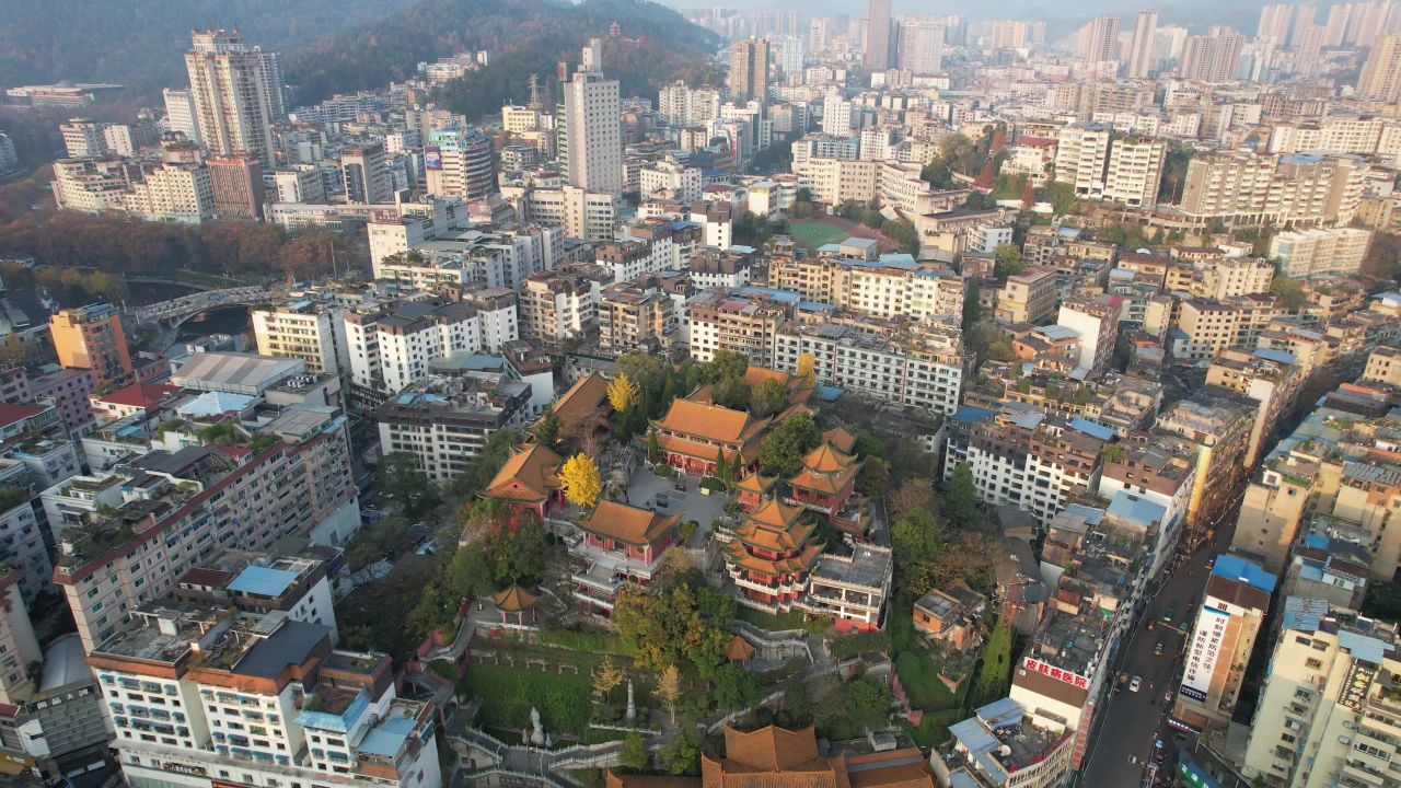 贵州遵义湘山寺航拍