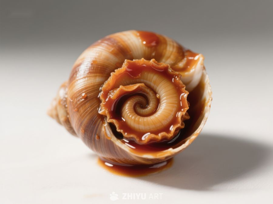 螺壳内部特写，液体环绕 505