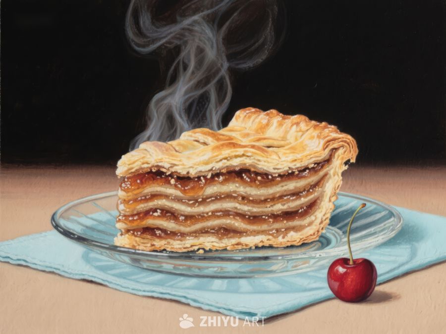 热腾腾的苹果派与樱桃