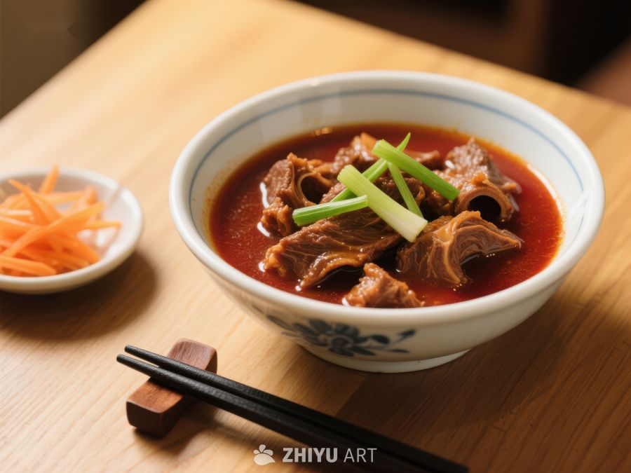 红烧牛肉碗配青葱与胡萝卜 39
