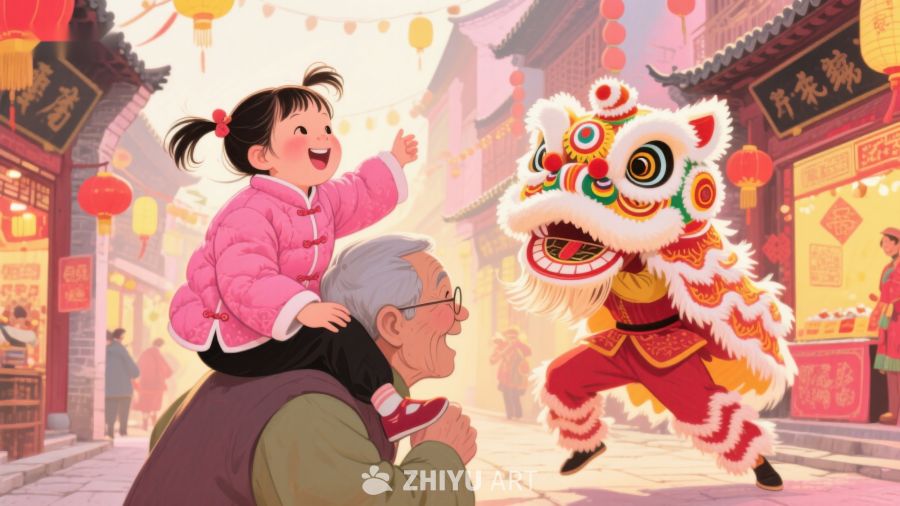 祖孙同乐，共赏舞狮 1297