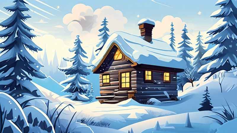 雪景唯美插画小屋 37