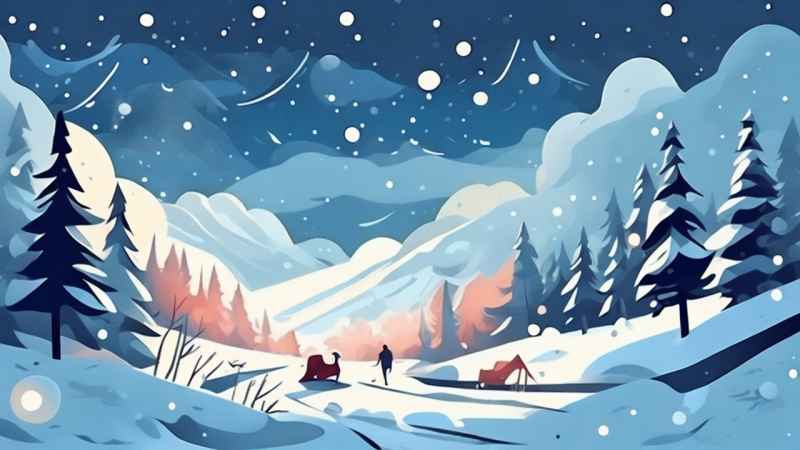 圣诞节下雪插画简约风格 16