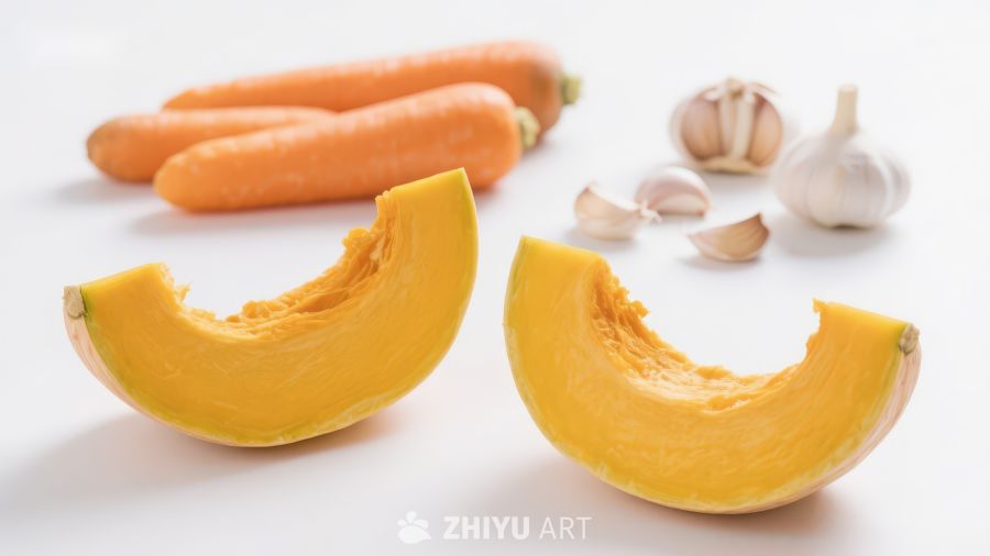 南瓜胡萝卜大蒜食材展示
