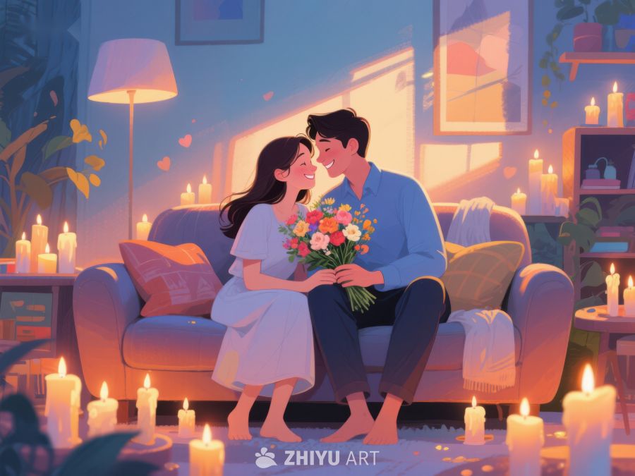 温馨夜晚，情侣共度浪漫时光 883