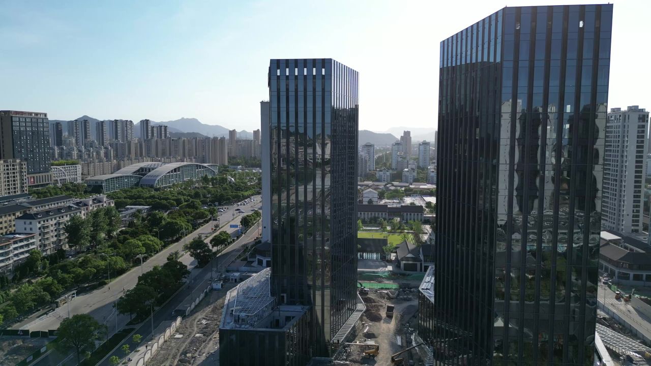 航拍台州椒江金融大厦