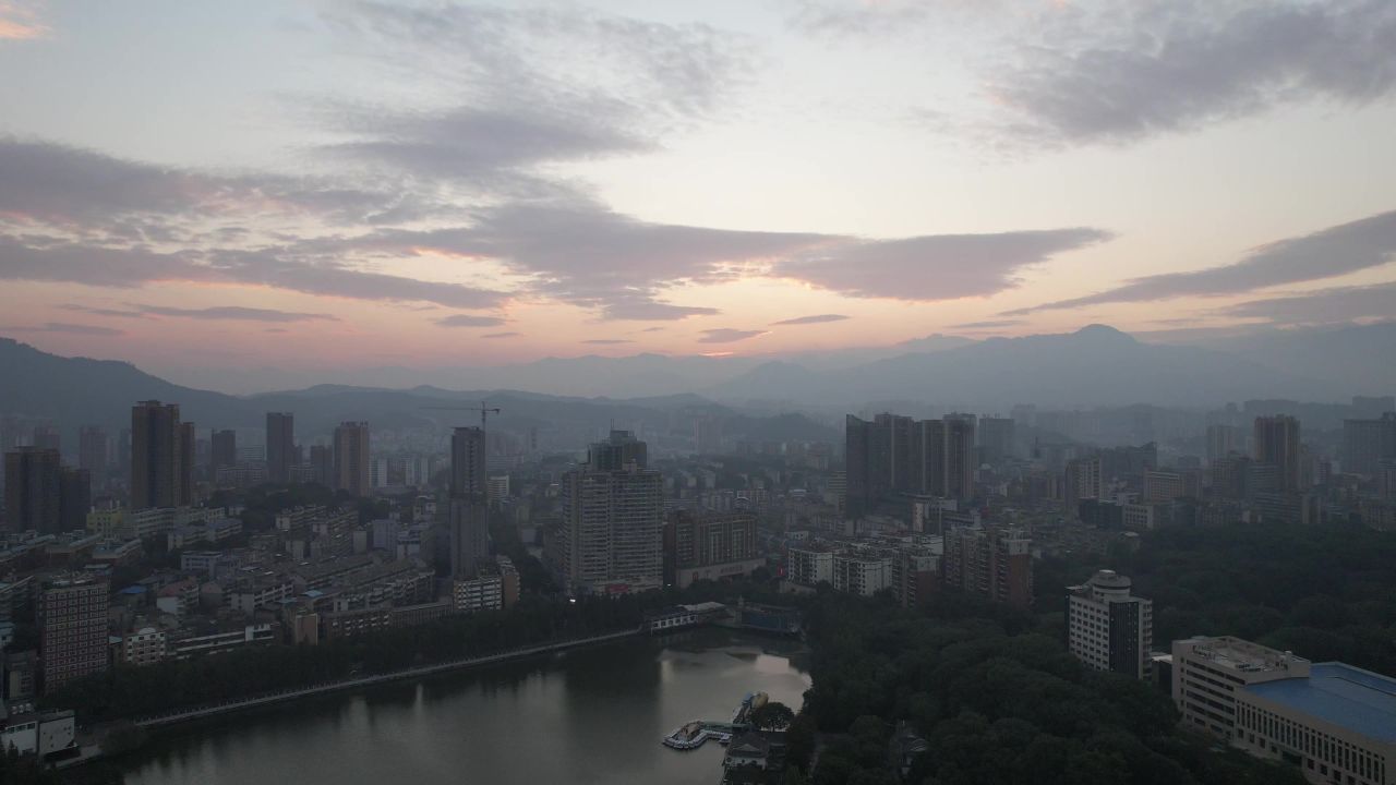 湖南郴州城市风光航拍 