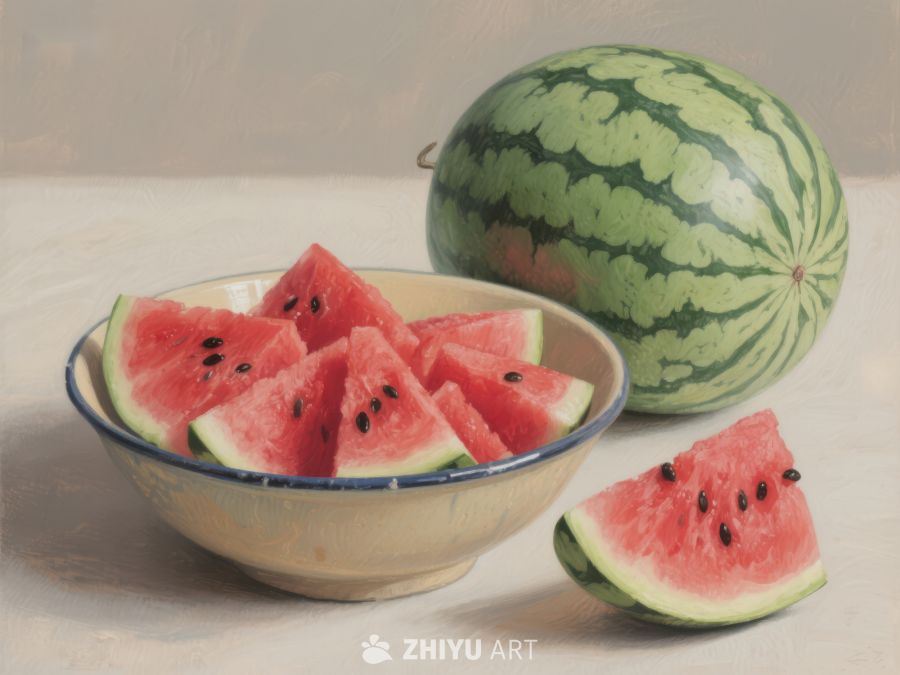 西瓜切片与整瓜静物图 518