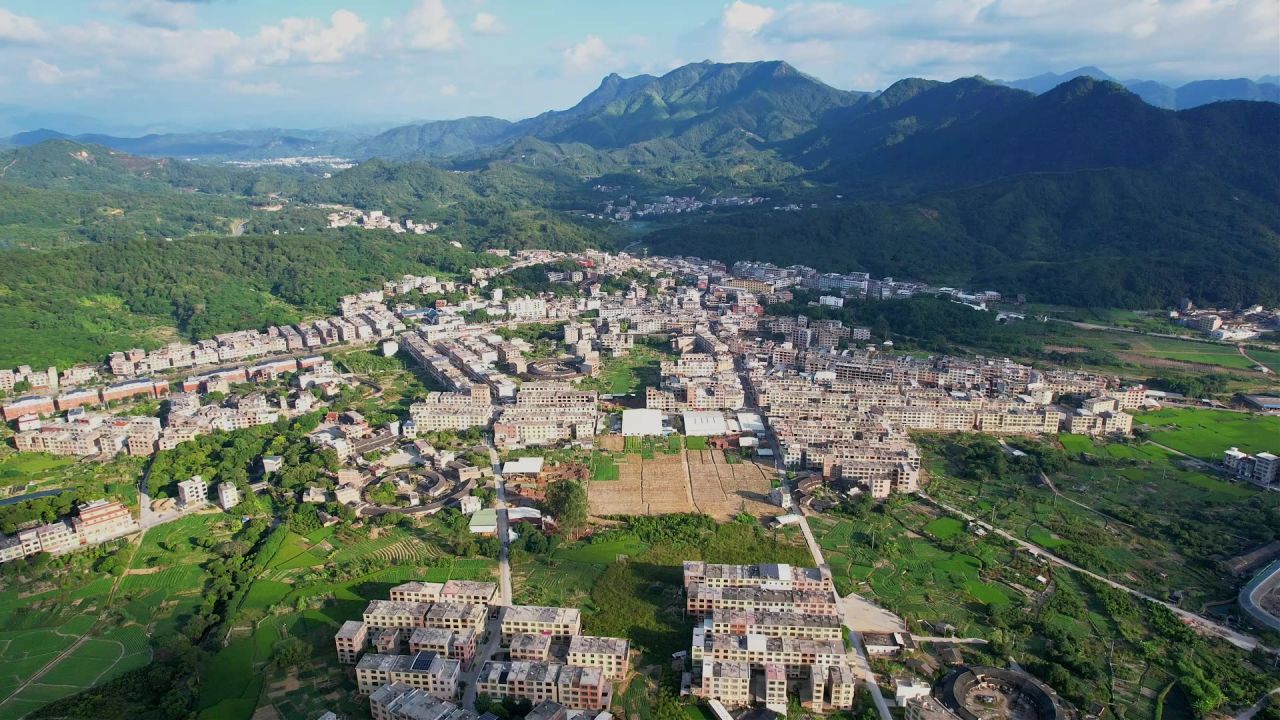航拍漳州新农村景观 