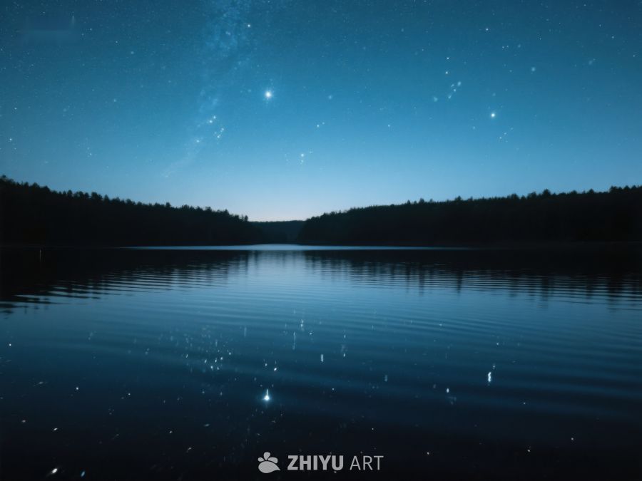 夜空下的宁静湖面 352