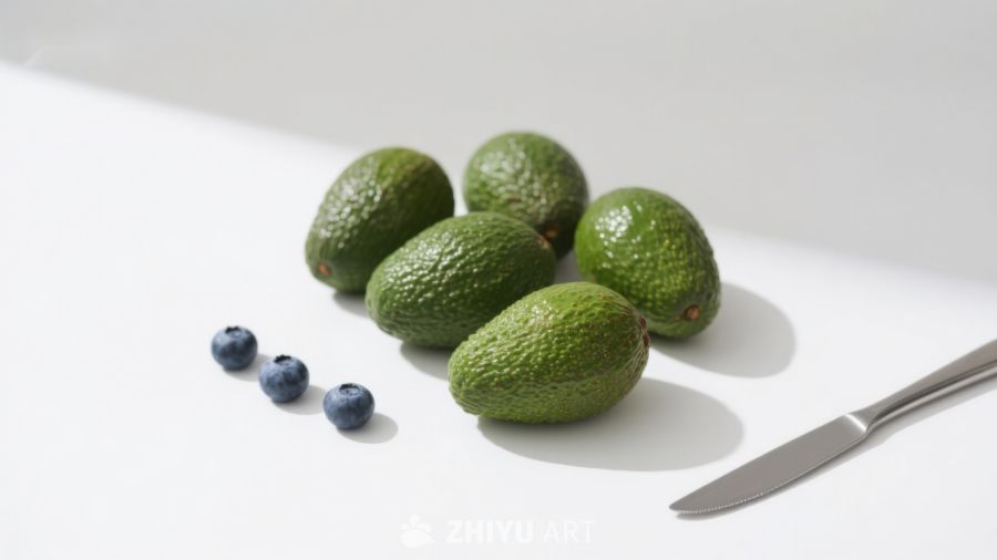 牛油果与蓝莓静物组合