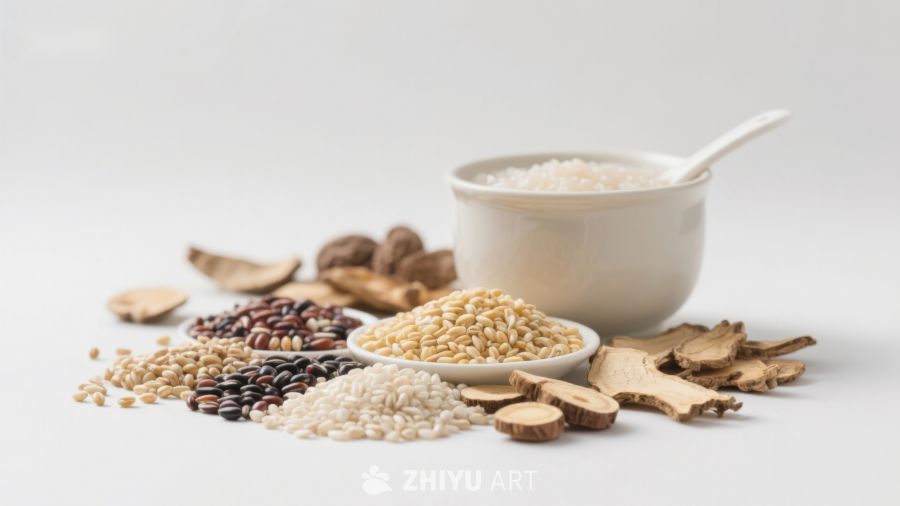五谷杂粮与药膳食材展示