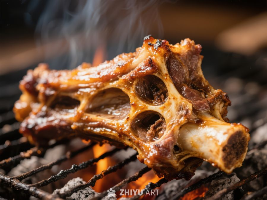 烤制中的美味羊排