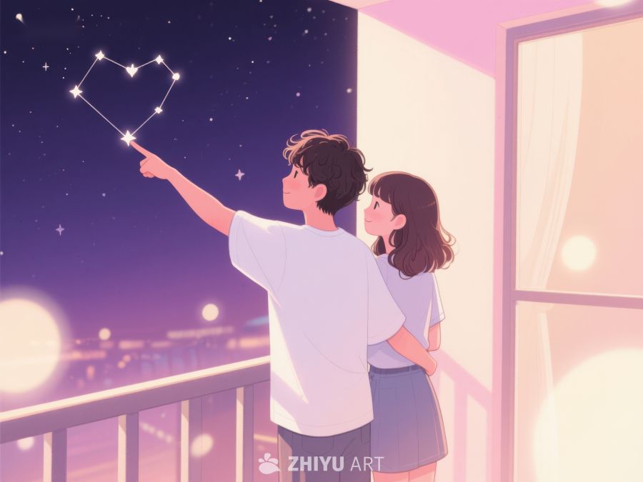 情侣夜景下共绘星空 558