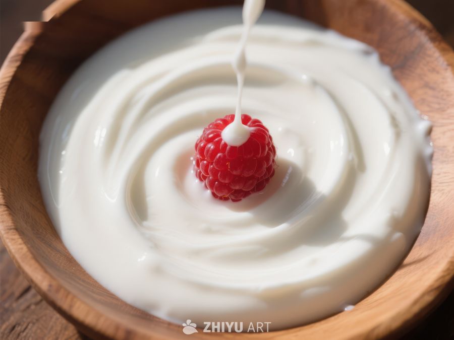 酸奶中的覆盆子特写 528