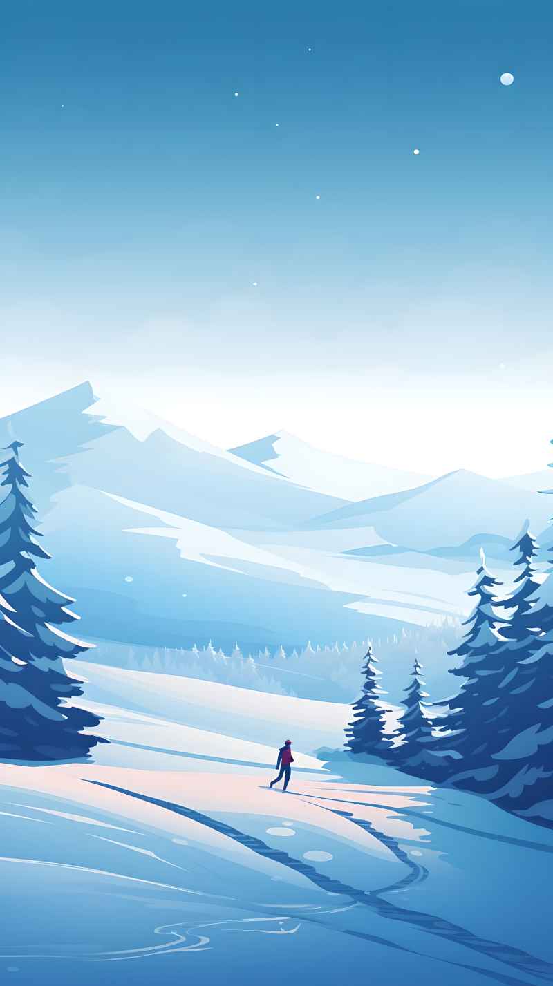 冬季唯美雪景创业插画 61