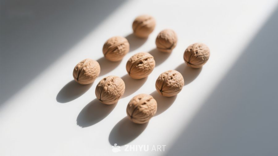 阳光下的核桃排列