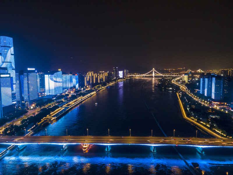 福建福州城市夜景灯光航拍摄影图 