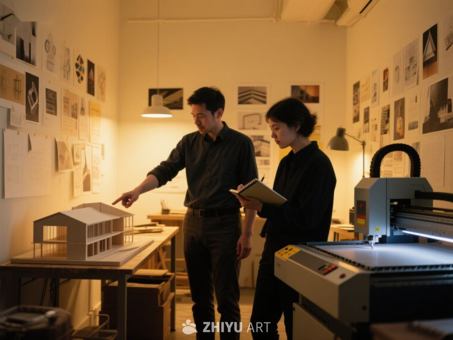 设计师讨论建筑模型 361