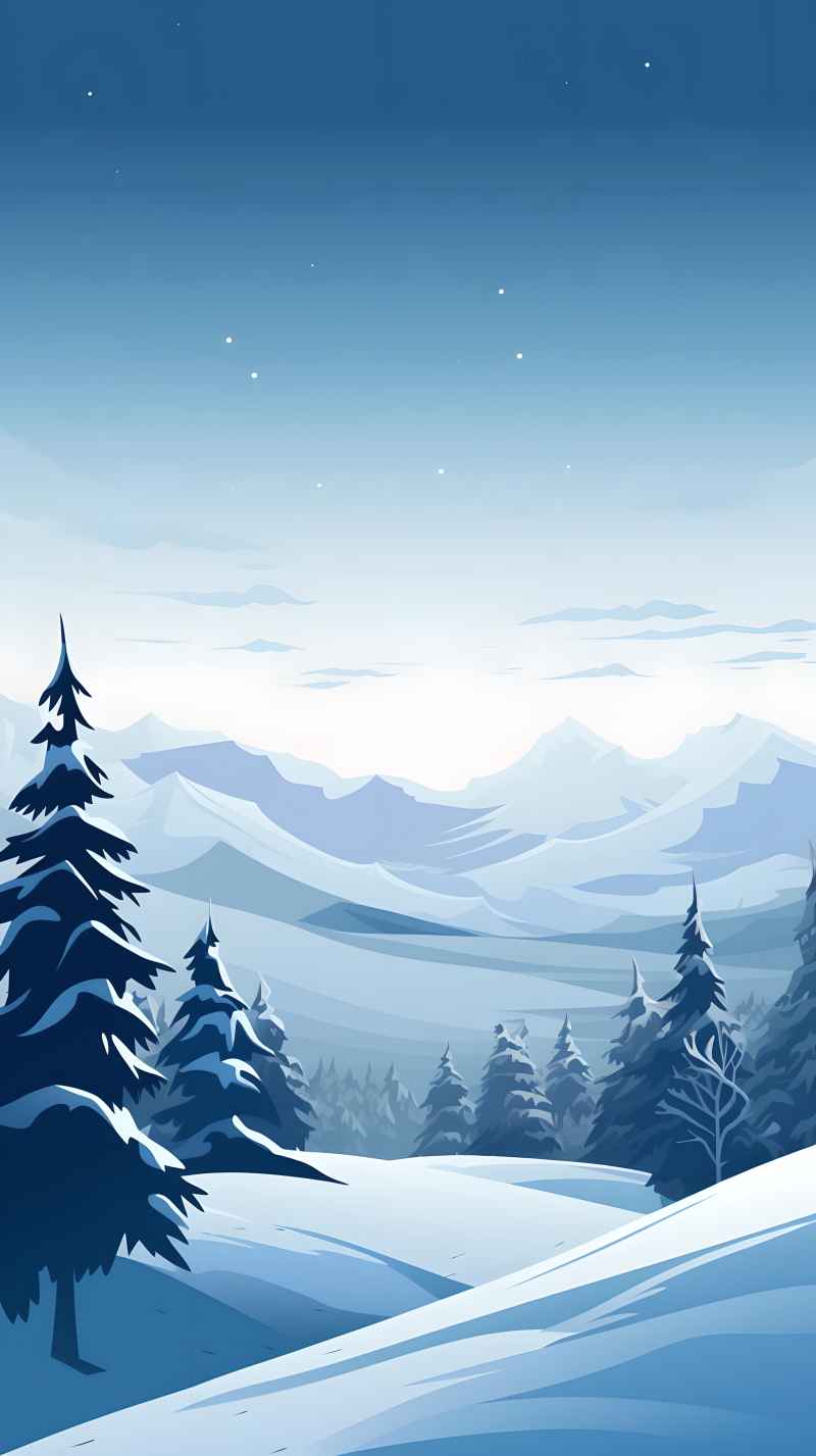 冬季唯美雪景创业插画 14