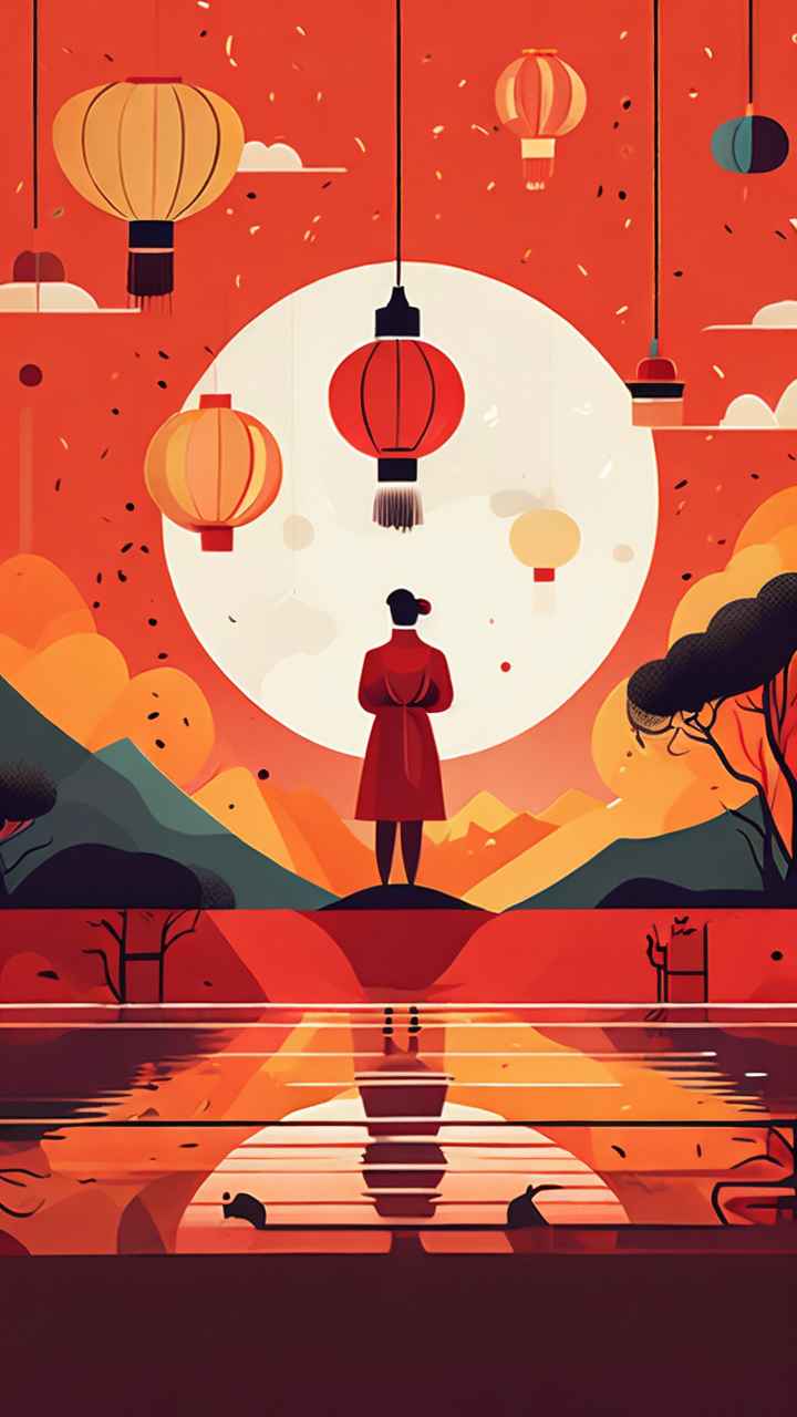 春节闹花灯简约插画 13