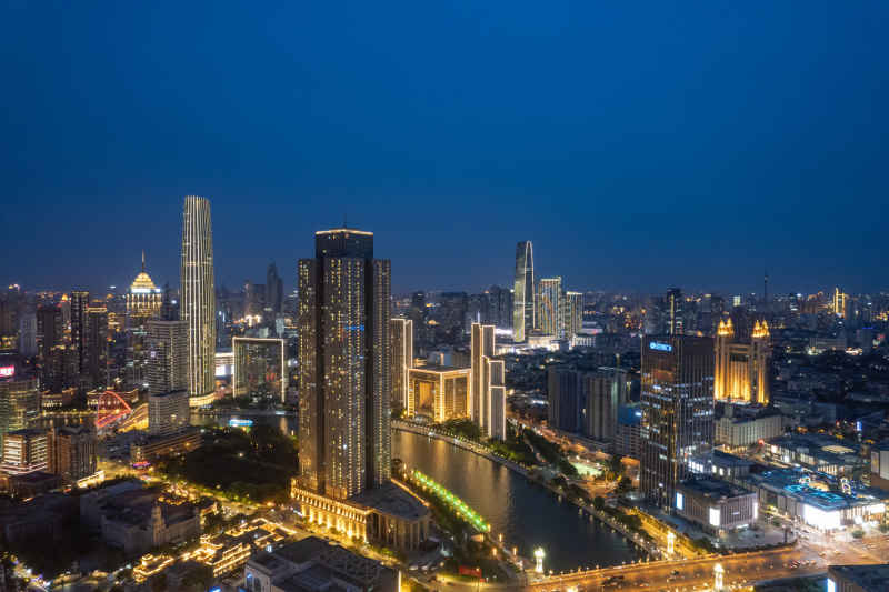 航拍天津夜景