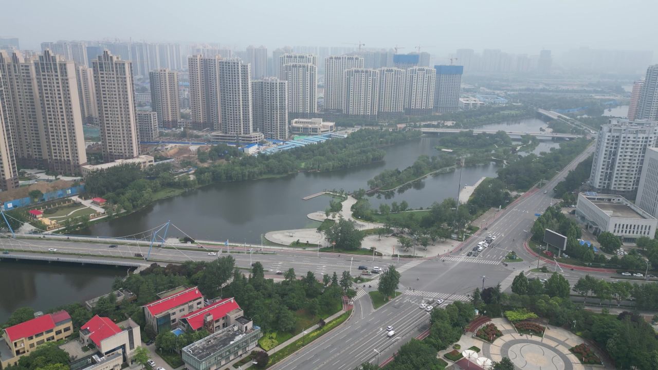  航拍山东菏泽八一路桥