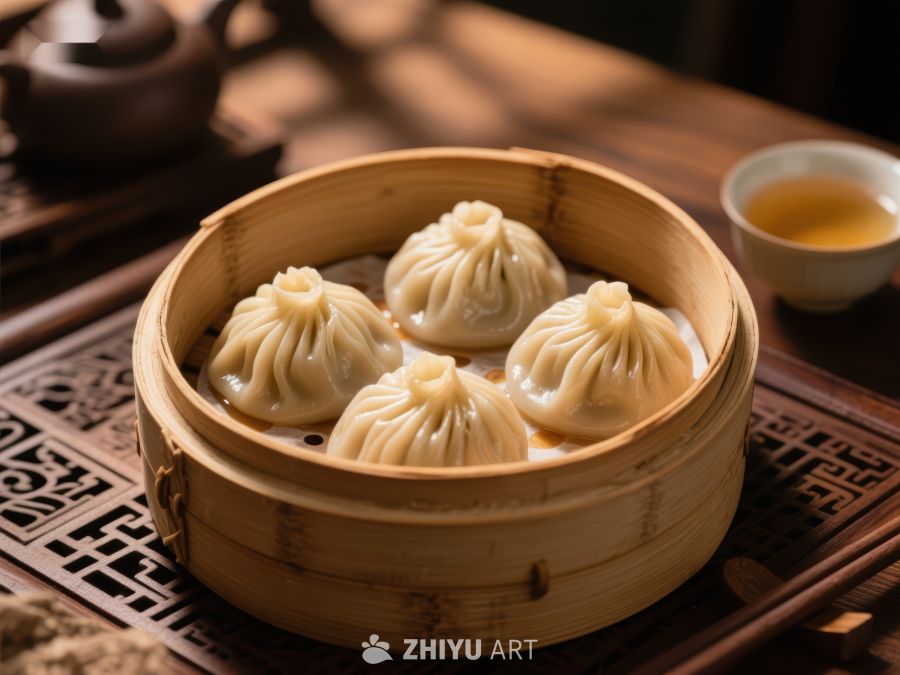 竹笼蒸饺，茶香四溢 1404