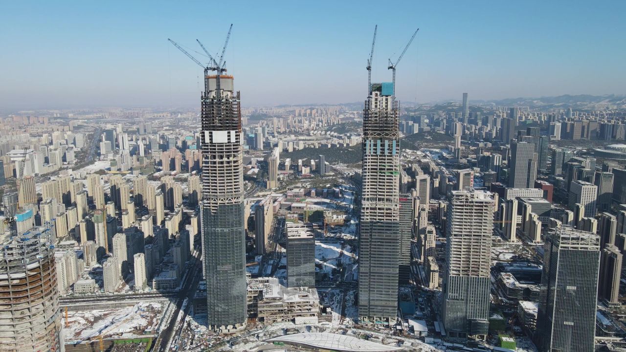 山东济南城市风光地标建筑航拍 