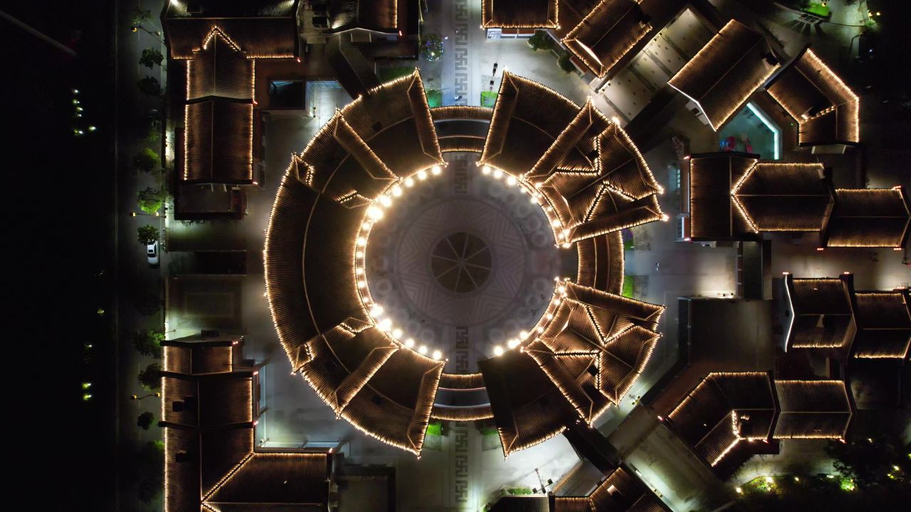  广西崇左太平古城夜景航拍