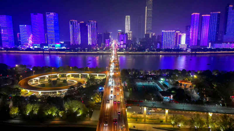 湖南长沙城市风光航拍摄影图 