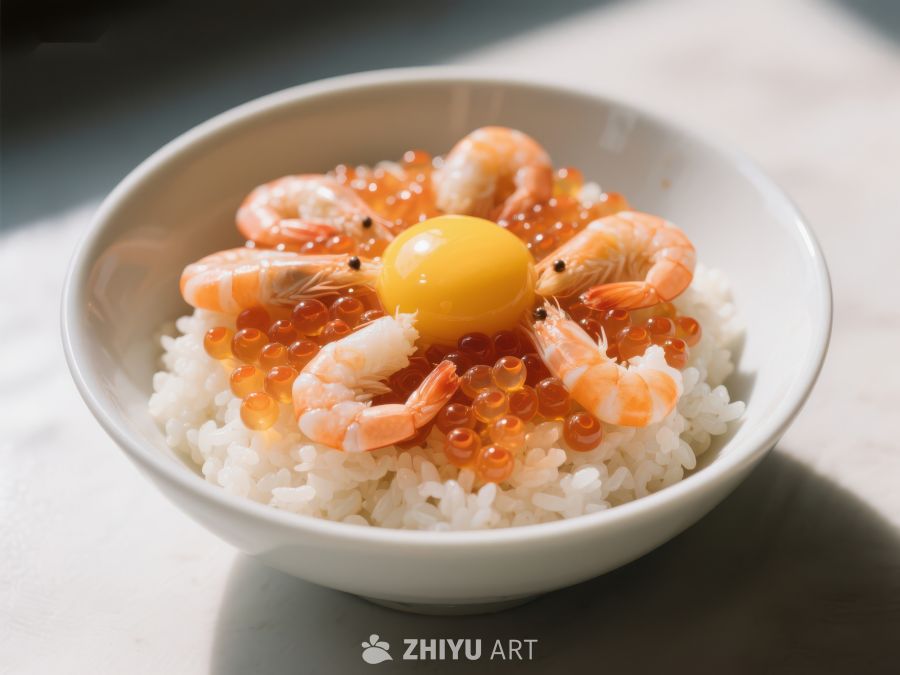 精致虾仁鱼籽饭，蛋黄点缀 101