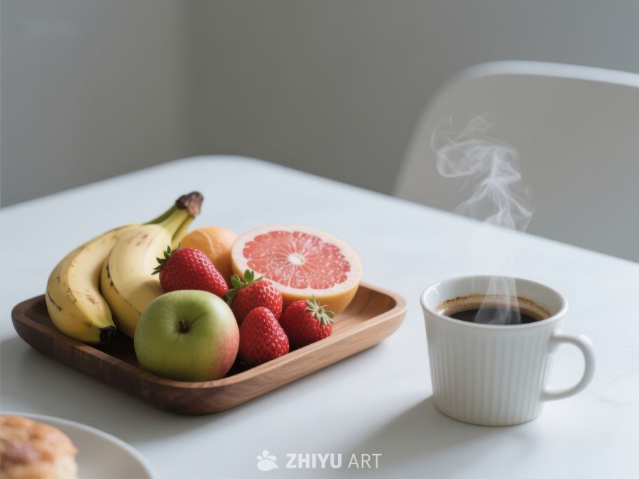早餐水果与热咖啡 767