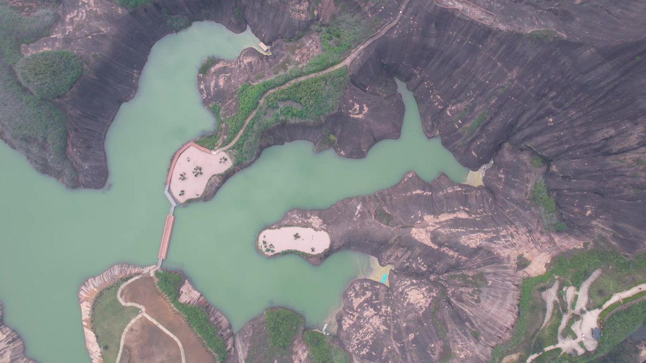 湖南郴州高倚岭风景区丹霞地貌航拍 